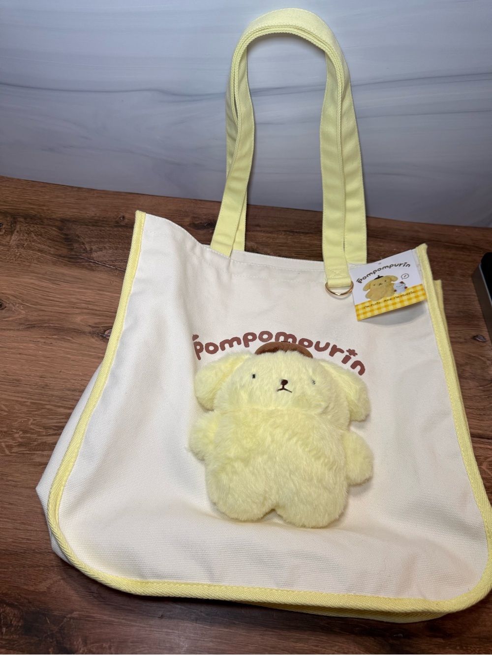 Sanrio Pompompurin Those Days 30th Anniversary Plush Tote Bag Japan NWT